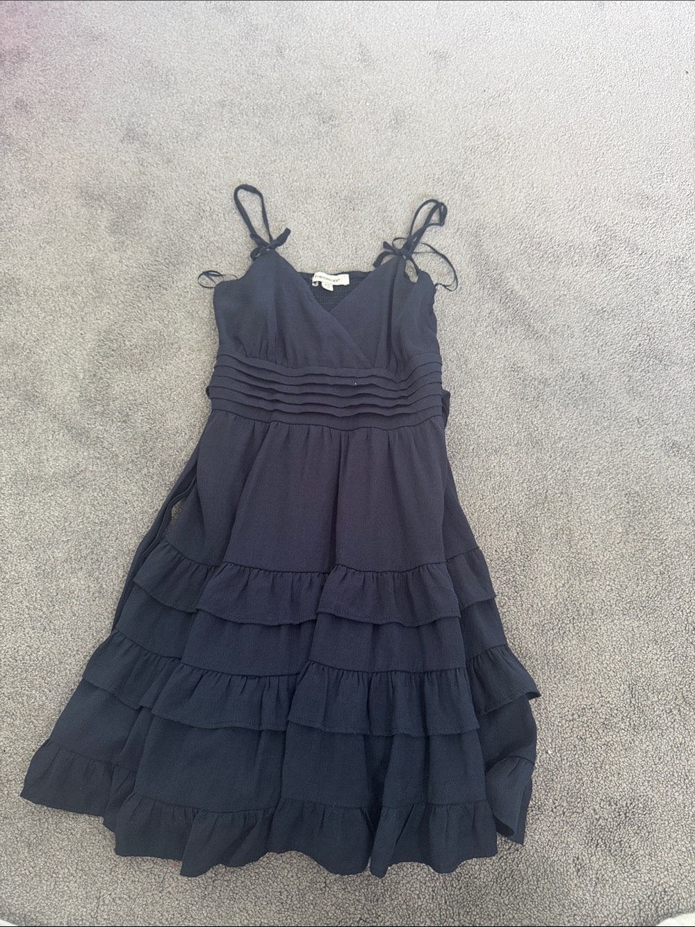 Francesca's Collections Navy Tiered Ruffle Sundress with Tie Straps